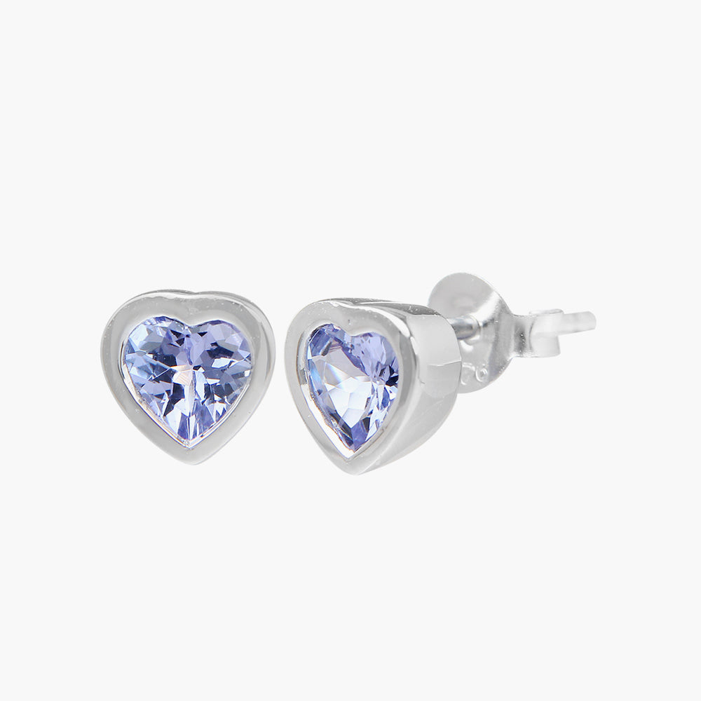 Tanzanite Heart Earrings