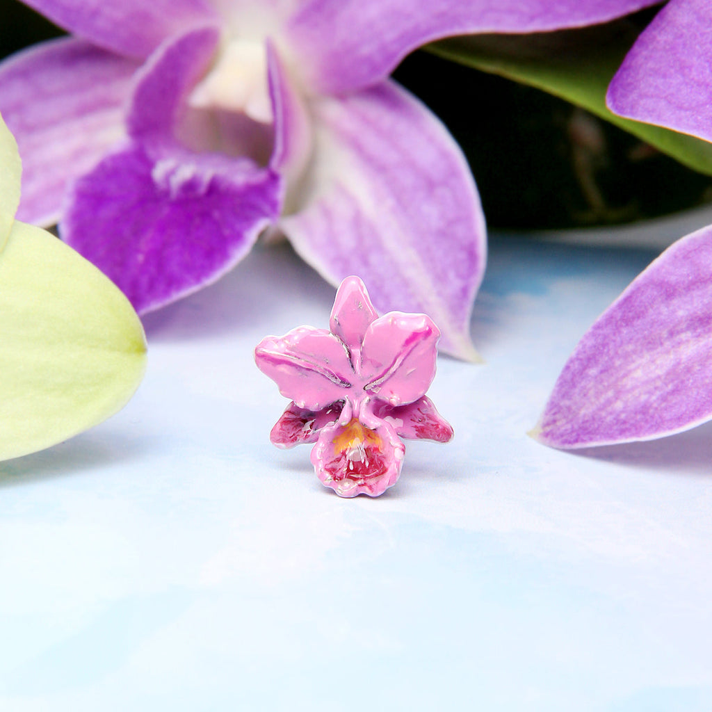 Pink Hand-painted Wild Orchid Stopper