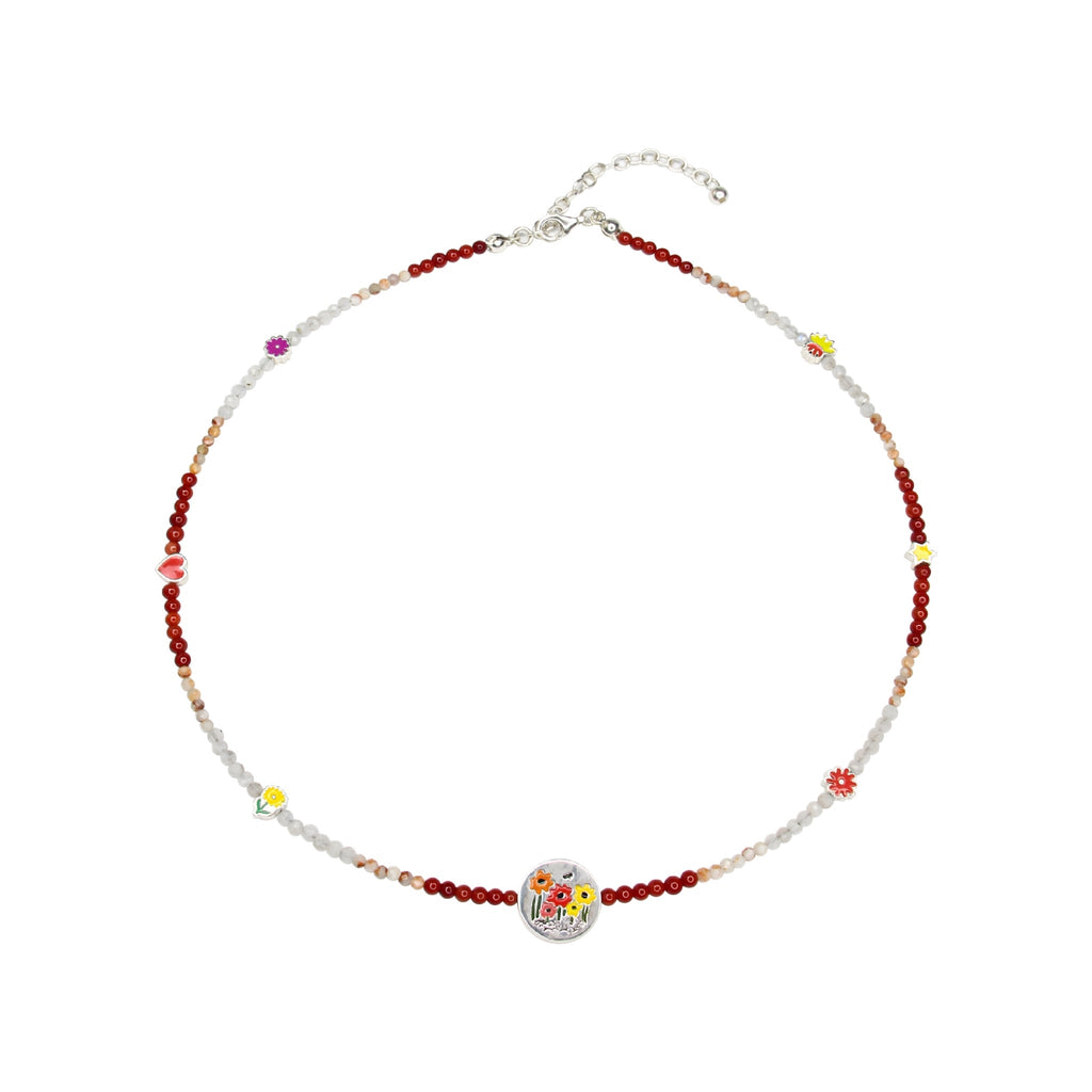Moomin Flower Genuine Stones Necklace
