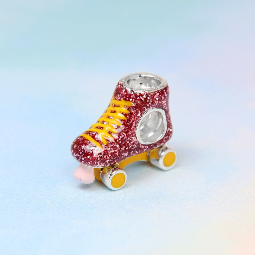 Glitter PINK Roller Skate Bead